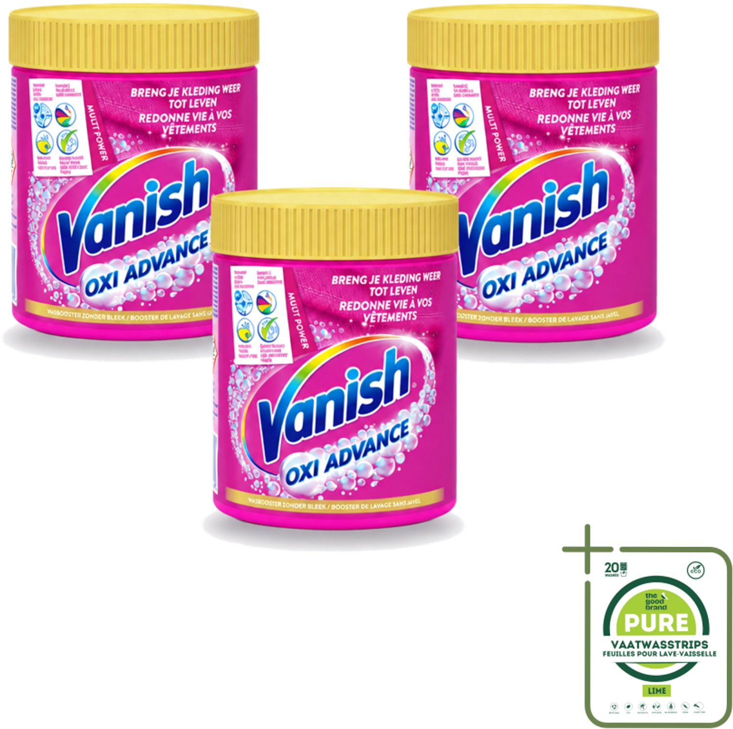 3 x Vanish Oxi Advance - Vlekkenverwijderaar Poeder - Zonder Bleek - Gekleurde Was - 470 Gram - Grootverpakking - Vaatwasstrips - Vlekkenverwijderaar - Gekleurde Was - Kleuren Beschermen - Bleekvrije Was - Wasmiddel