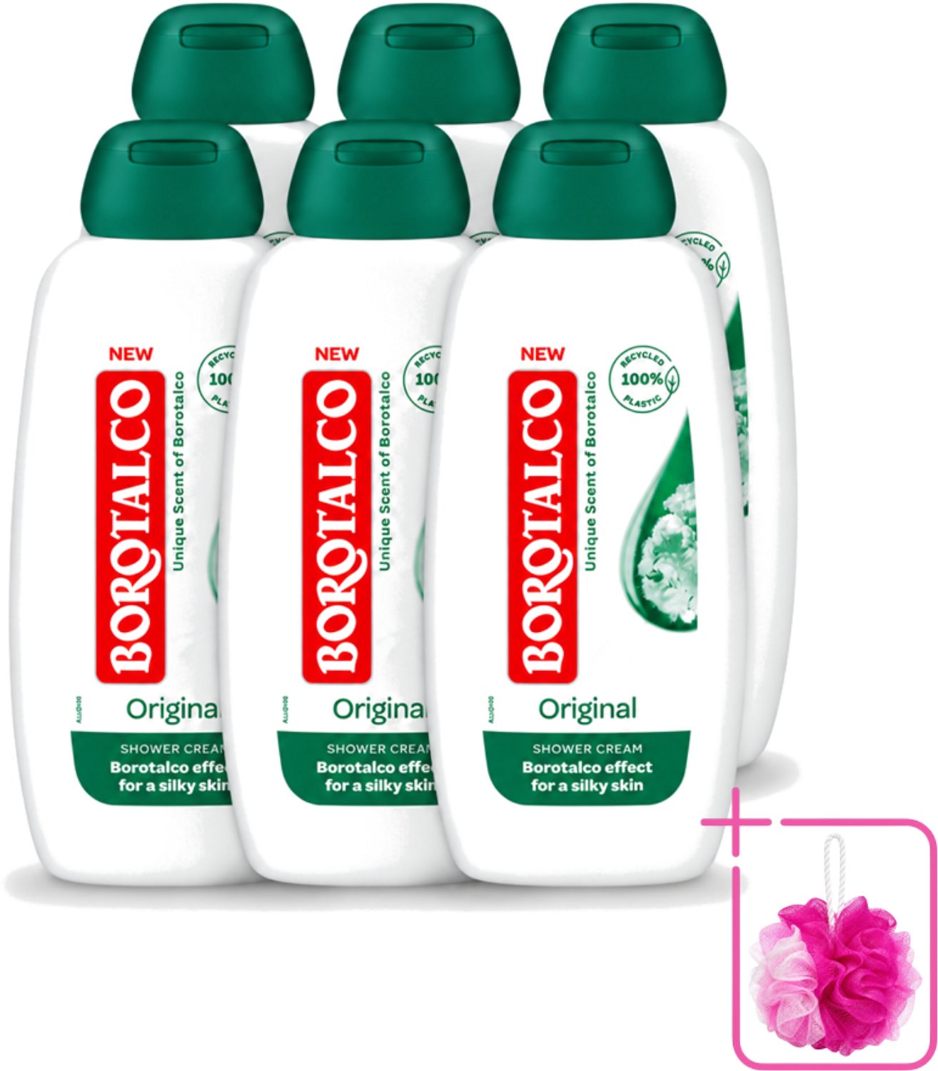 6 x Borotalco – Douchegel – Original – 250 ml - Bulkverpakking - Douchegel - Douchemop - Borotalco