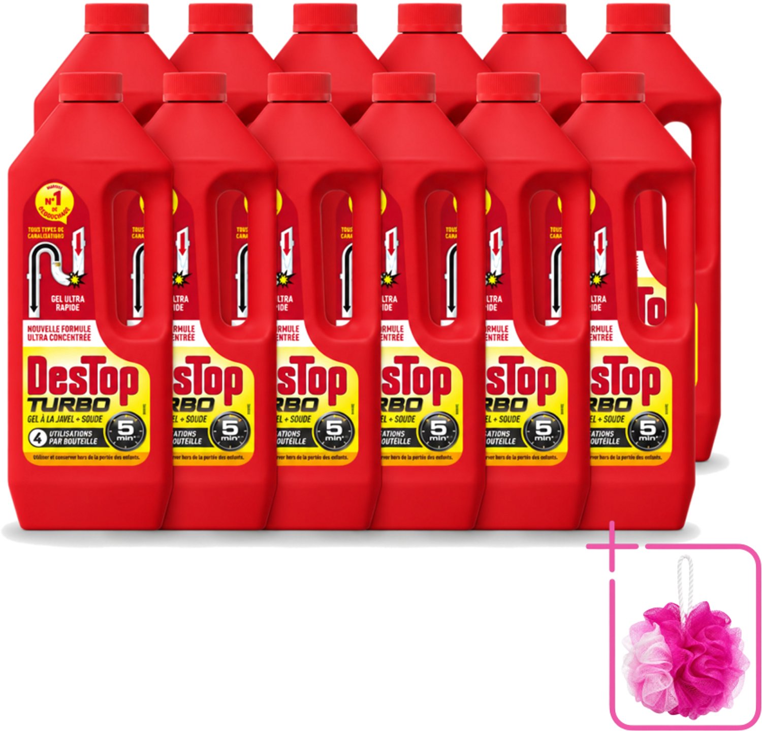 12 x Destop - Ontstopper - Turbo Gel - 1 L - Bulkverpakking - Ontstoppen - Douchemop - Afvoer