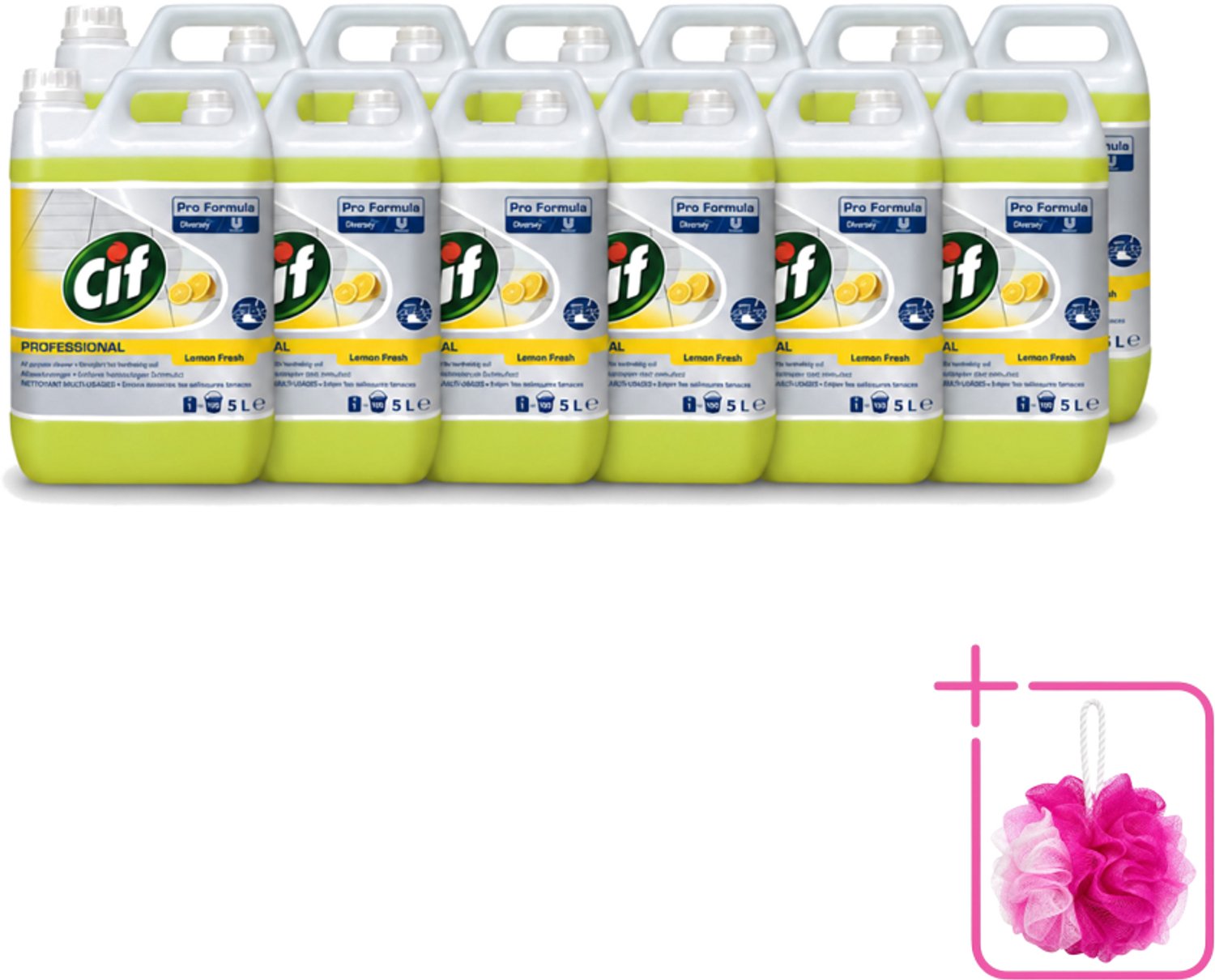 12 x Cif - Allesreiniger - Citroenfris - 5 l - Bulkverpakking - Allesreiniger - Douchemop - Waterbestendig oppervlak