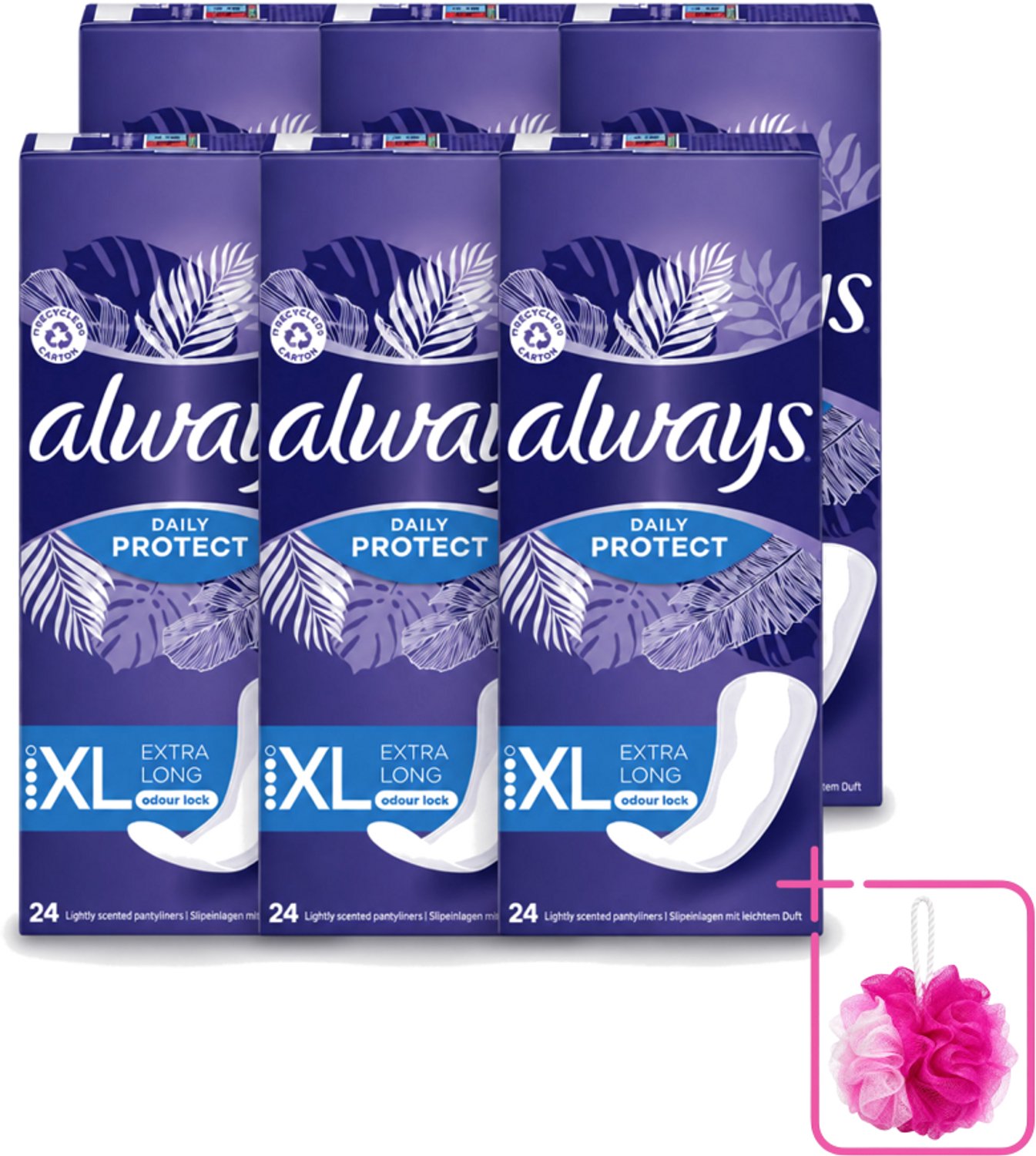 6 x Always – Inlegkruisjes – Extra Long – 24 Inlegkruisjes - Bulkverpakking - Inlegkruisjes - Extra lang