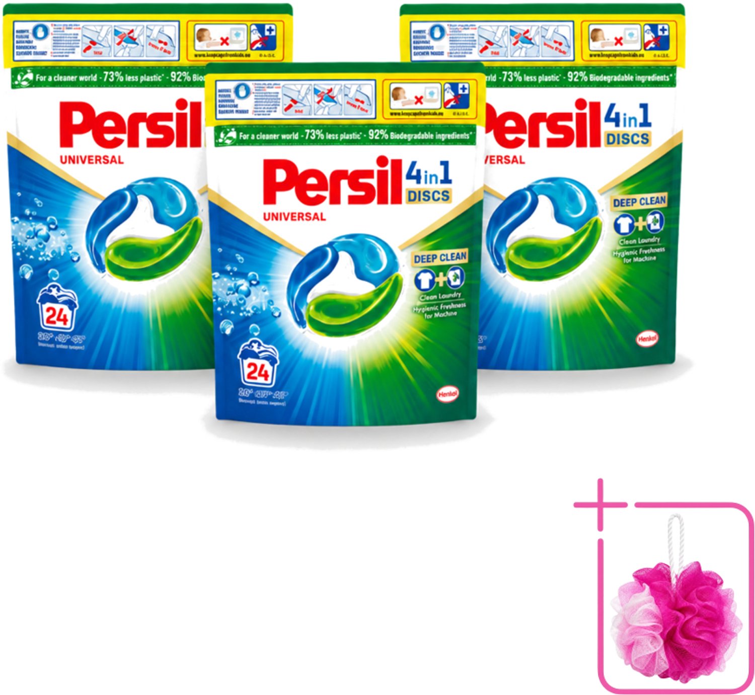 3 x Persil – Wasmiddel Discs – Universeel - 24 Capsules - Bulkverpakking - Wasmiddel - Douchemop - Wascapsules