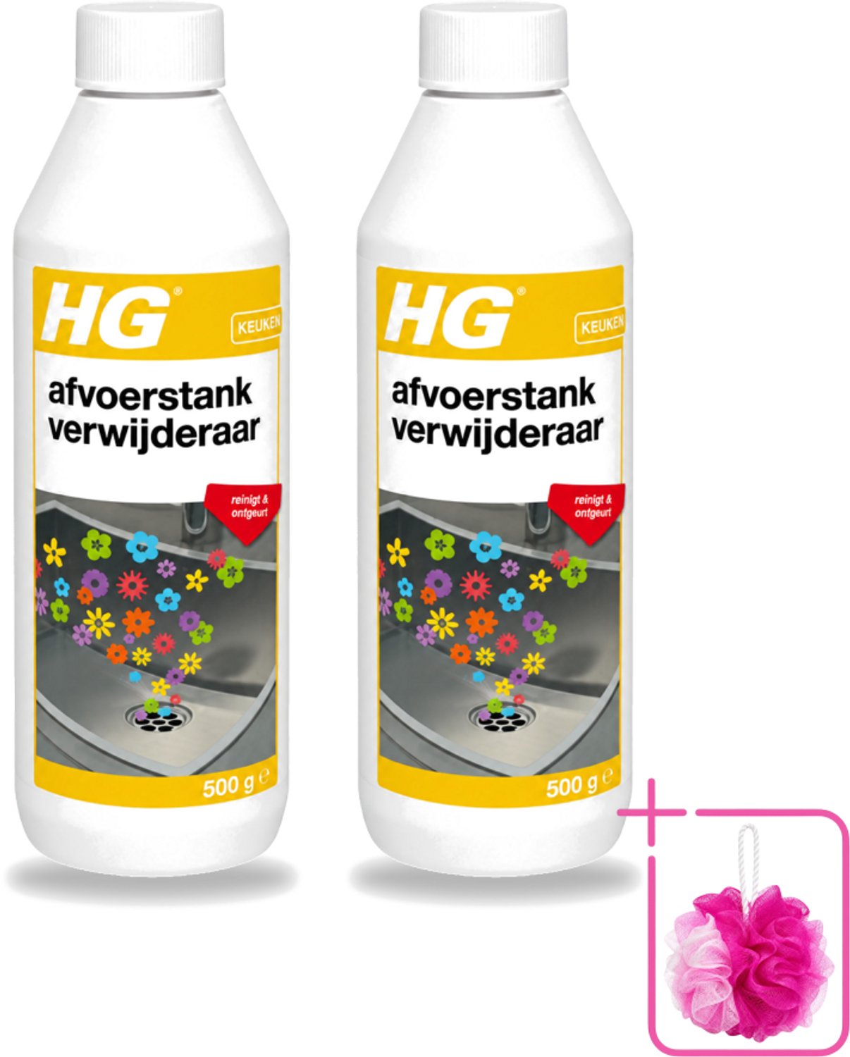 2 x HG - Afvoerstank Verwijderaar - Reinigt & Ontgeurt - 10 Behandelingen - 500 g - Bulkverpakking - Afvoerstankverwijderaar - Douchemop - Afvoer reinigen