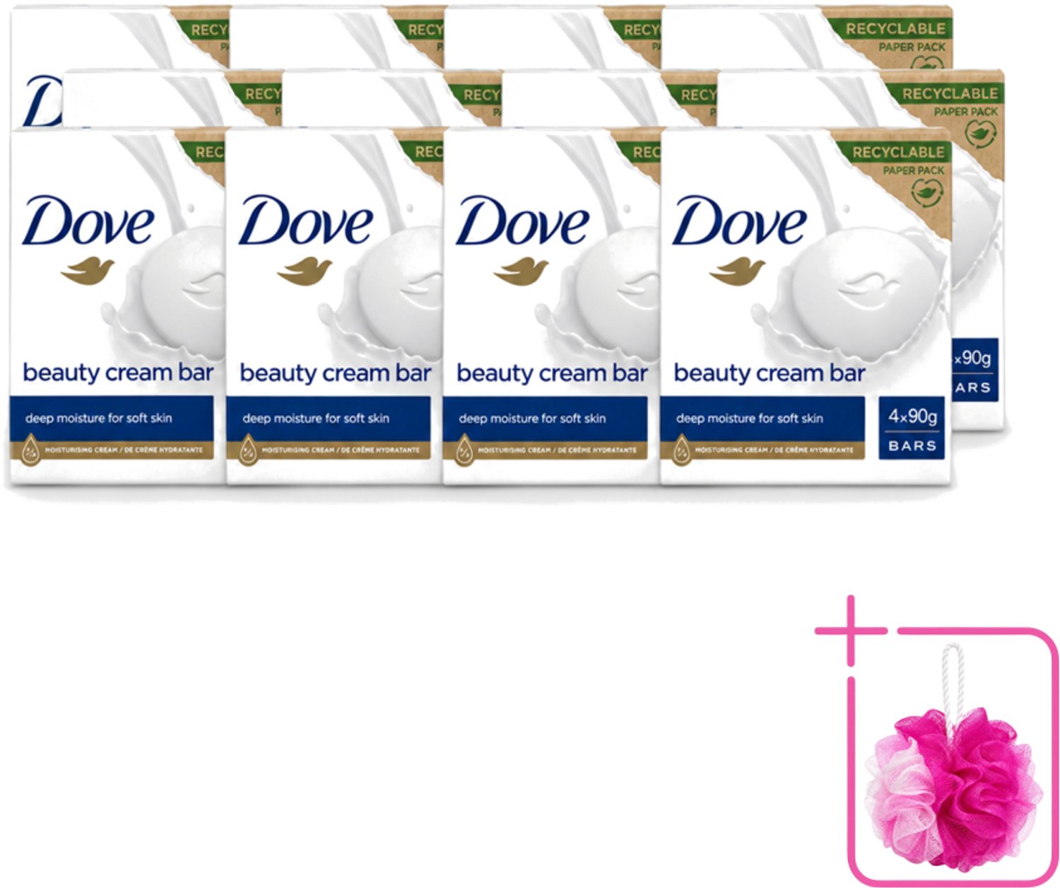 12 x Dove Original - Zeep - Beauty Cream Bar - 360 g - Bulkverpakking - Zachte reiniging - Douchemop - Gezichtszeep