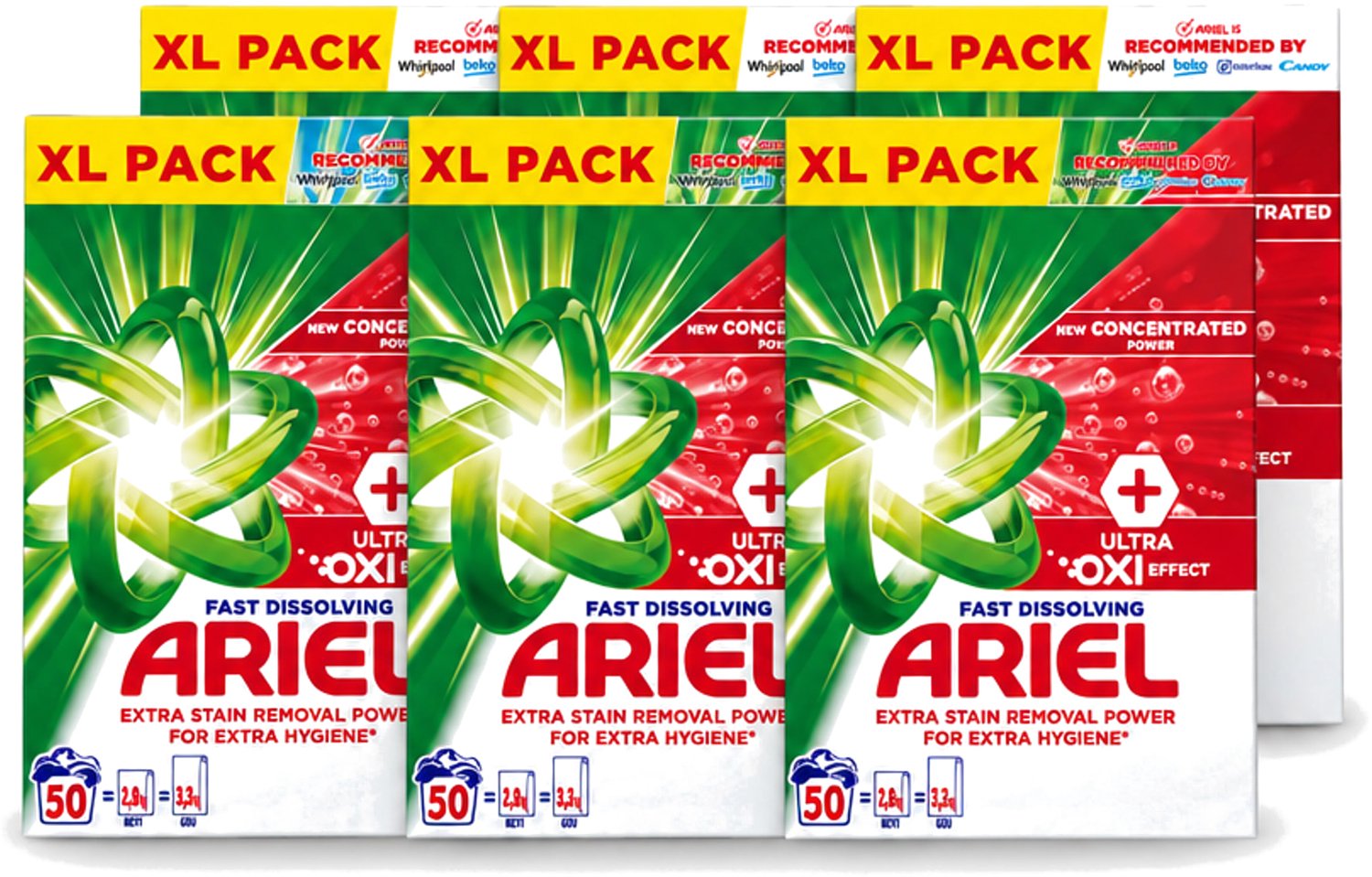 6 x Ariel – Waspoeder – Oxi – 2,8 kg – 50 wasbeurten - Voordeelverpakking - 6 stuks