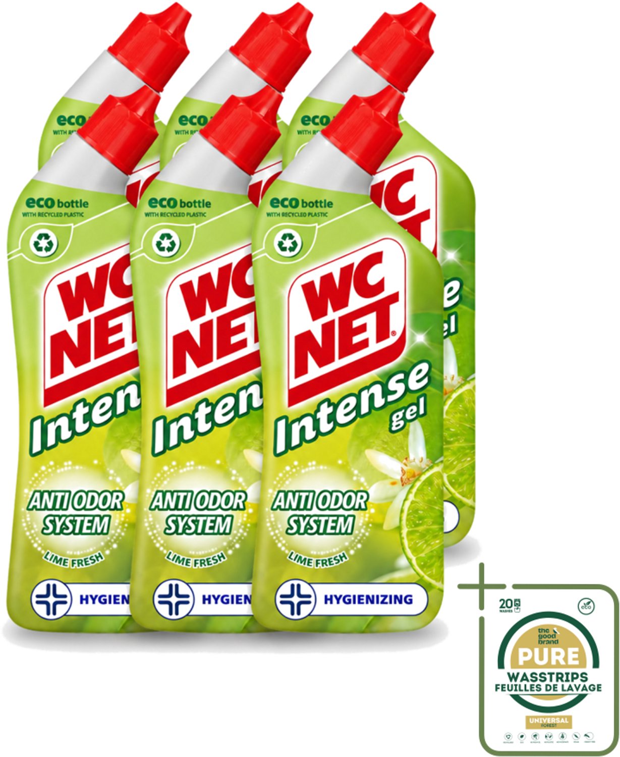6 x WC Net - Toiletreiniger - Gel - Met Limoen- 750 ml - Wasstrips - WC Net - Toilet Reiniger - Toilet Reinigen - Toilet Geur - Toilet Reinigingsgel