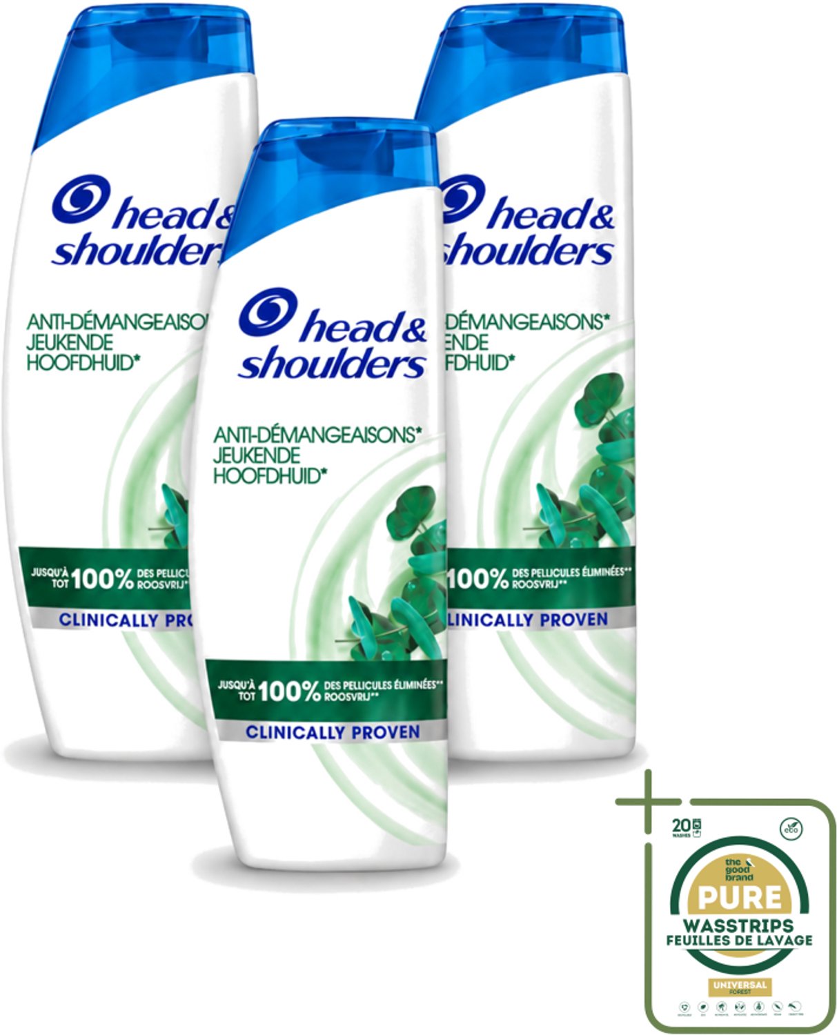 3 x Head & Shoulders - Anti-Roos Shampoo - Jeukende Hoofdhuid - 285 ml - Wasstrips - Jeukende Hoofdhuid - Anti-roos Shampoo - Roosvrij Haar - Hoofdhuid Verzorging - Jeuk Beheersen