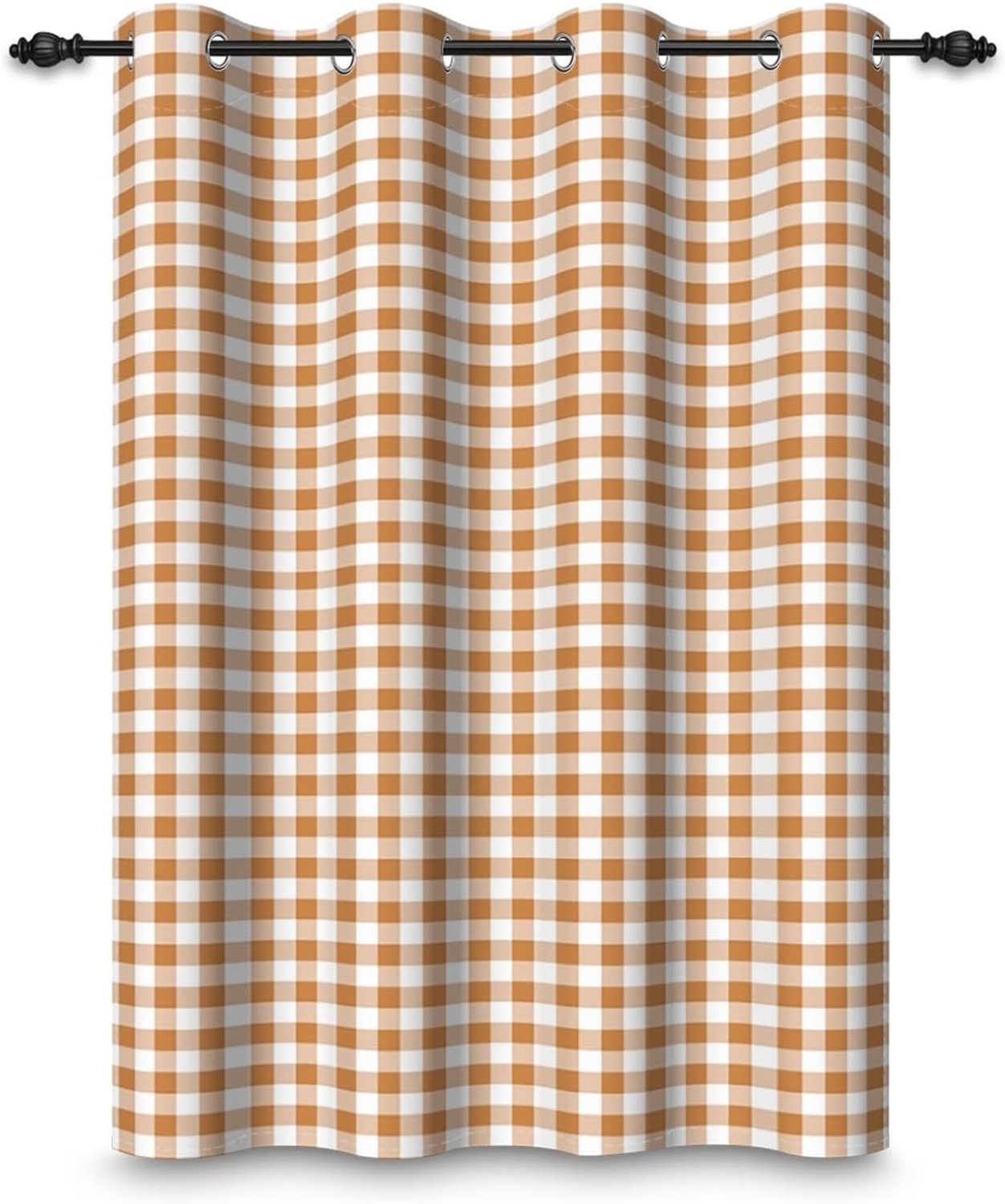 Eyelet Curtain 46 x 69 Inch Buffalo Style Light Brown White Vichy Vintage Square Rustic Opaque Eyelet Curtain Eyelet - ShopVlot