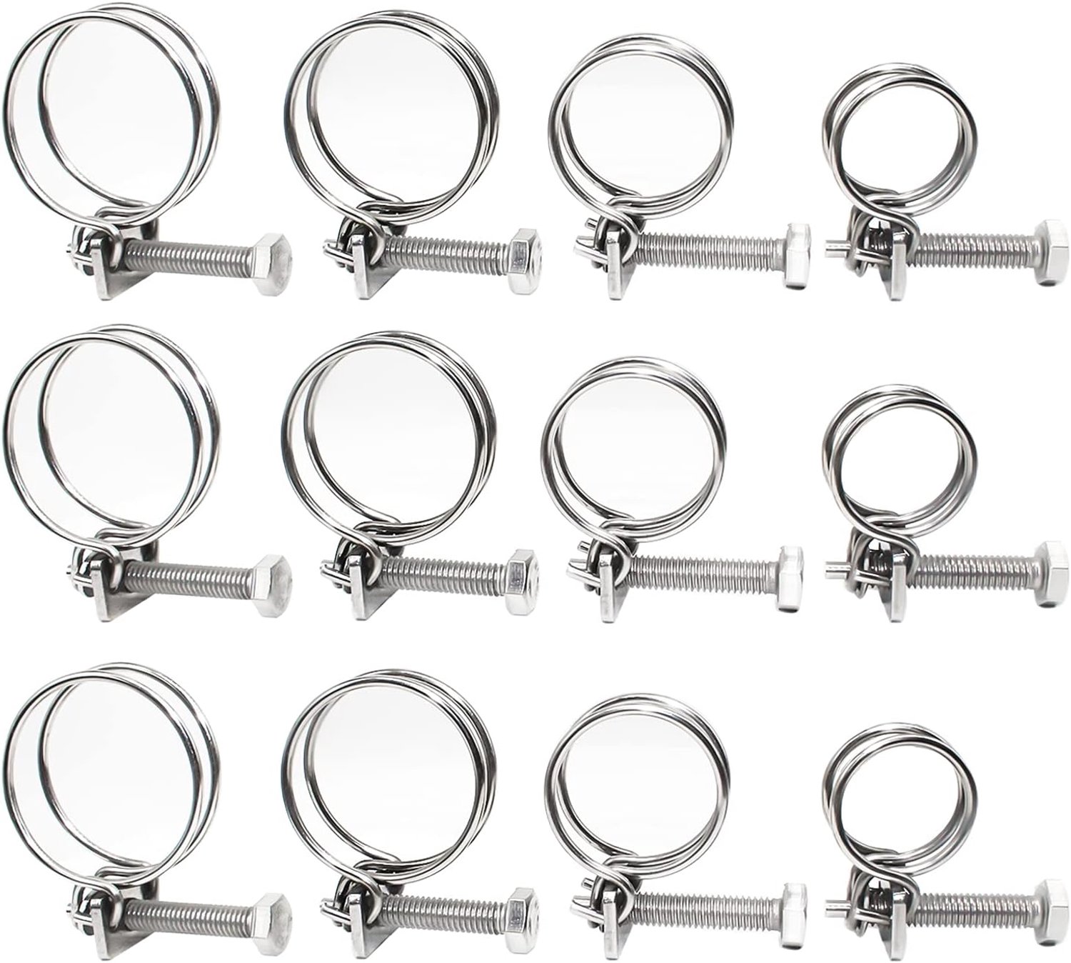 GIAK Double Wire Hose Clamps Stainless Steel 304 Adjustable Wire Hose Clamps Hose Clamps 20mm 25mm 32mm 36mm Tube - ShopVlot