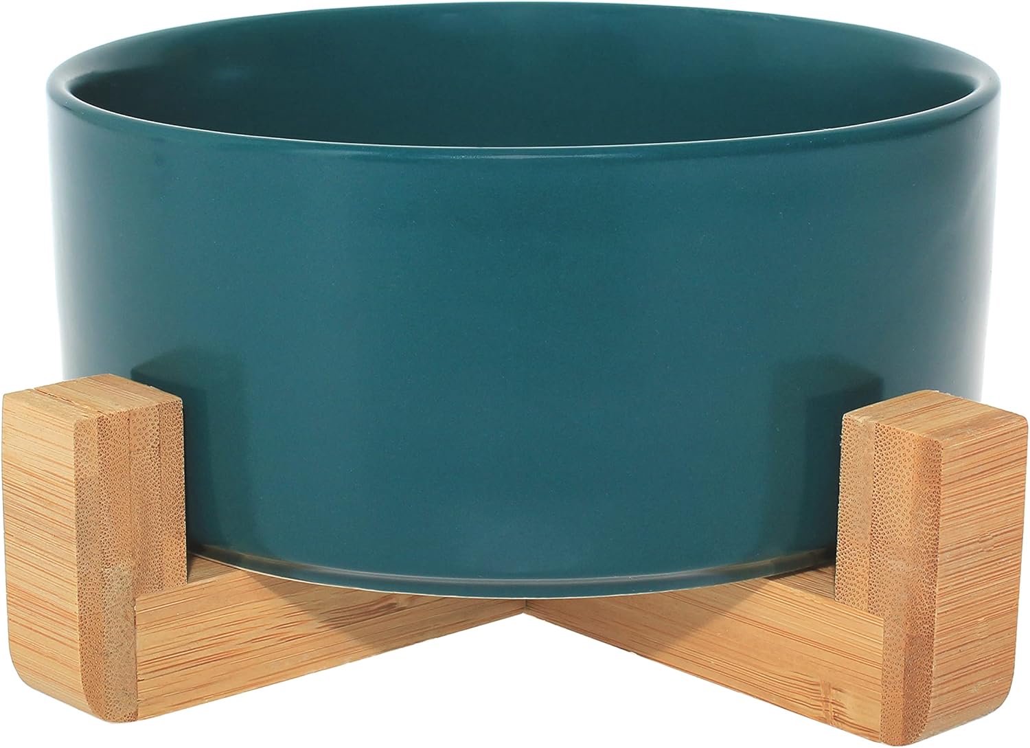 Keramische bak met bamboe standaard voor honden en katten, verhoogde bak voor een comfortabele positie tijdens eten en - ShopVlot