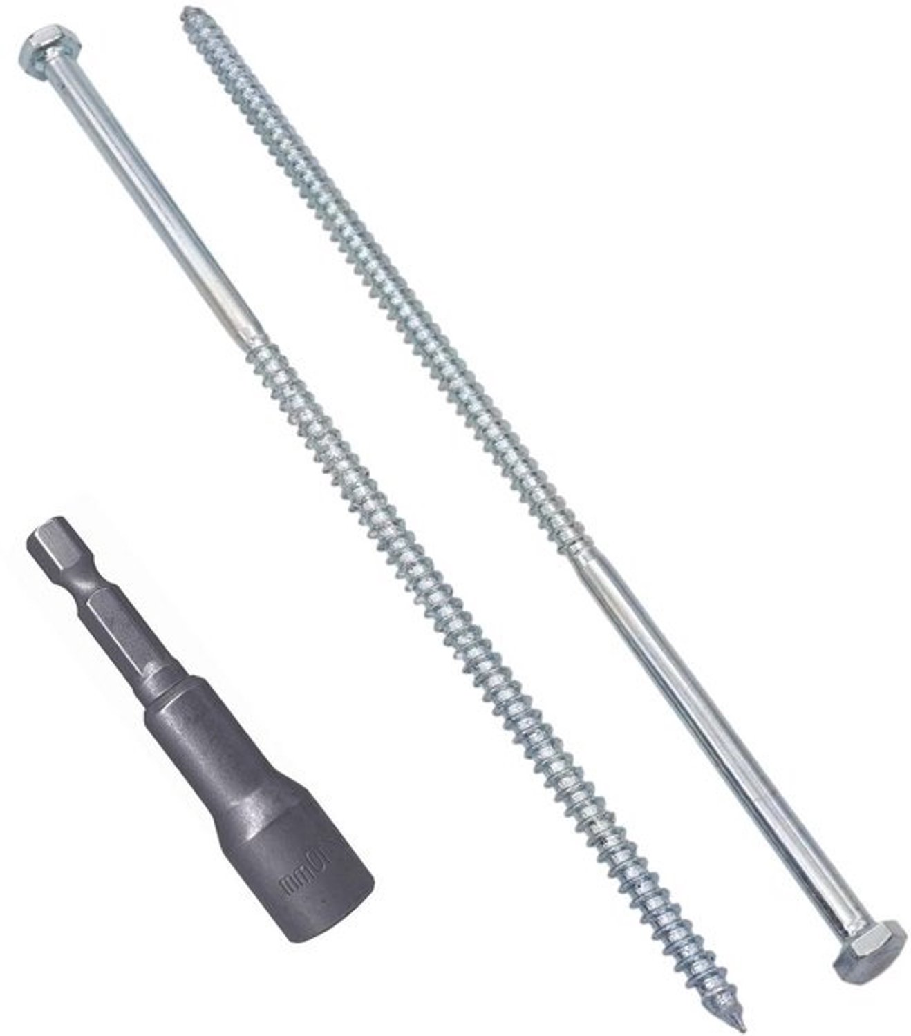 Houtschroeven Zeskantkop - Slotbouten Lagbouten - Houten Constructies - DIN 571 Norm - M6 x 200 mm - Zilver
