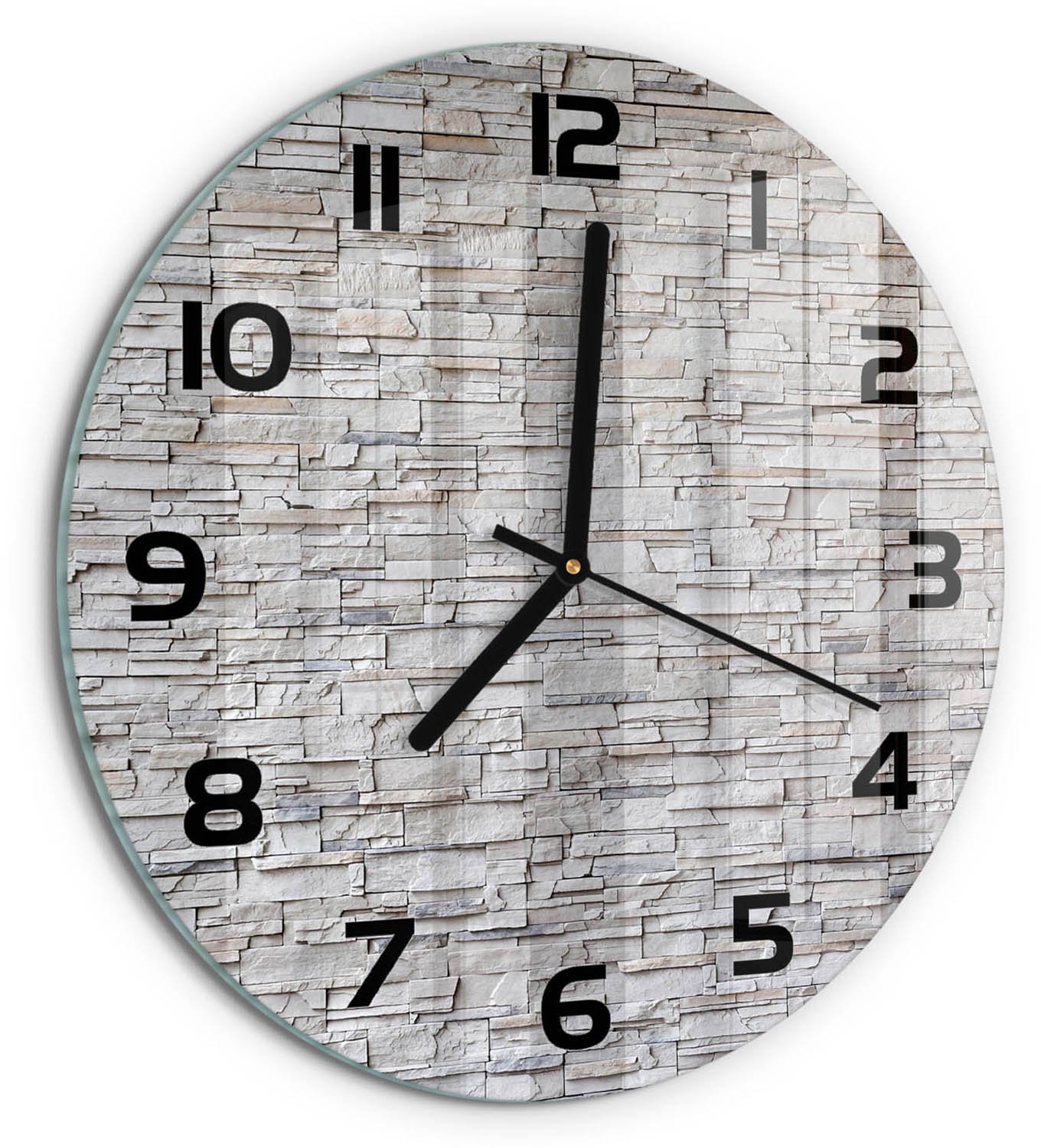 TULUP Wandklok - Zee Klok Glas Met Opdruk - fi30 cm - Blauw Moderne Wandklok Glas - Zwarte handen - Ronde Klok - Decoratieve Glazen Klok - Glazen Wandklok Design