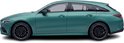 Groene Mercedes CLA Shooting Brake, profielzicht op zwarte velgen.