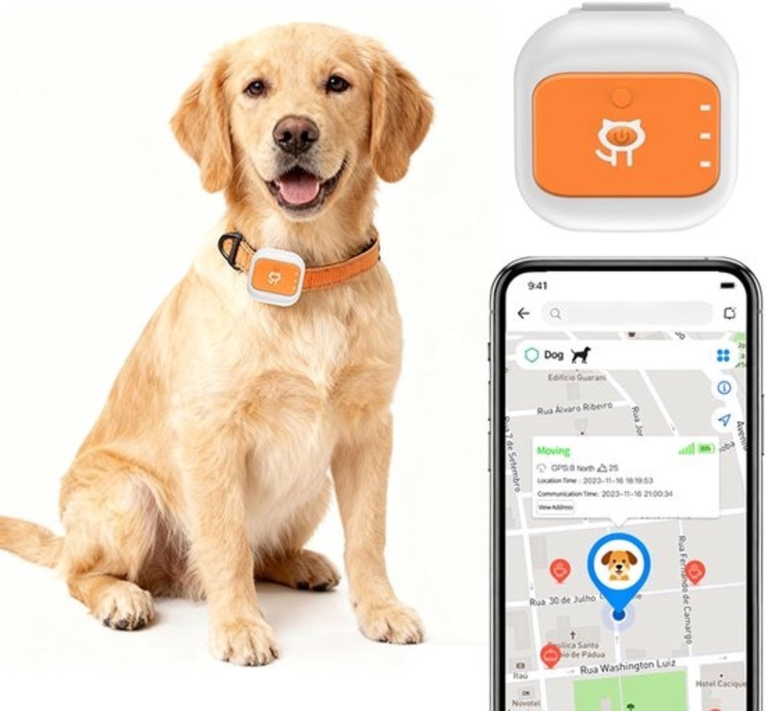 GPS Tracker Huisdieren - Halsband Tracker - Veiligheid Dieren - 25 Dagen Batterijduur - 4.4x4.2x2.2 cm - Zwart
