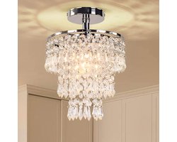 Grehge handelier Chrome Crystal Pendant Light Flush Mount Ceiling Light Chandelier Adjustable Length Crystal - ShopVlot