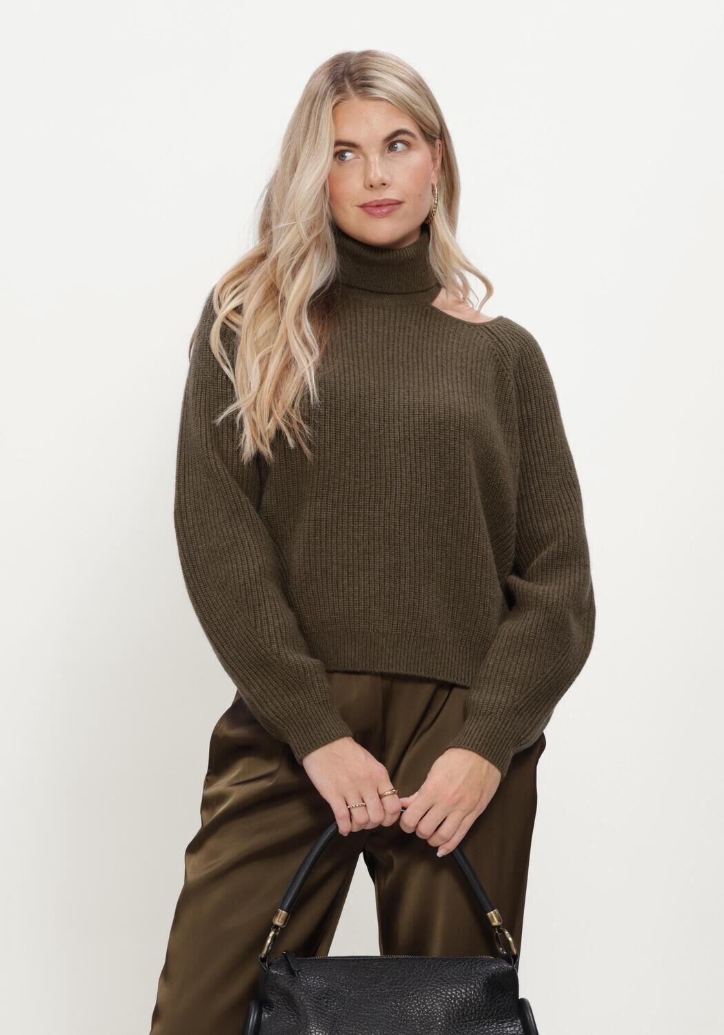 DANTE6 Marenna Asymmetrical Sweater Dames - Sweater - Hoodie - Donkergroen - Maat XS