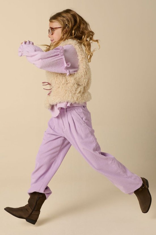 Lichtpaarse Corduroy High Waist Wide Leg Broek