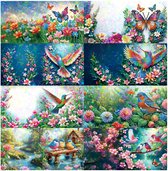 Nolad - Diamond painting kaarten - Set 8 stuks Inc Enveloppen - Diamond painting volwassenen & kinderen - Vlinders/Vogels