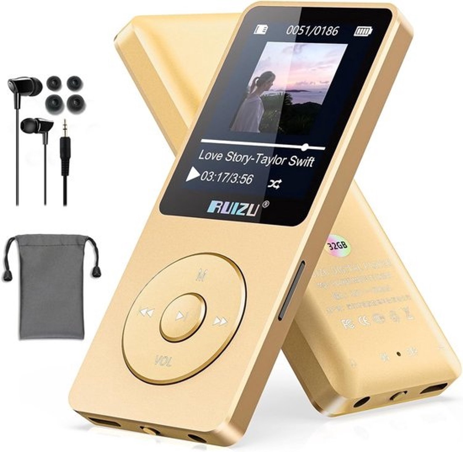MP3 Speler - Digitale Muziekspeler - Muziek Luisteren - Bluetooth 5.3 Connectiviteit - 64GB Opslag - Zwart