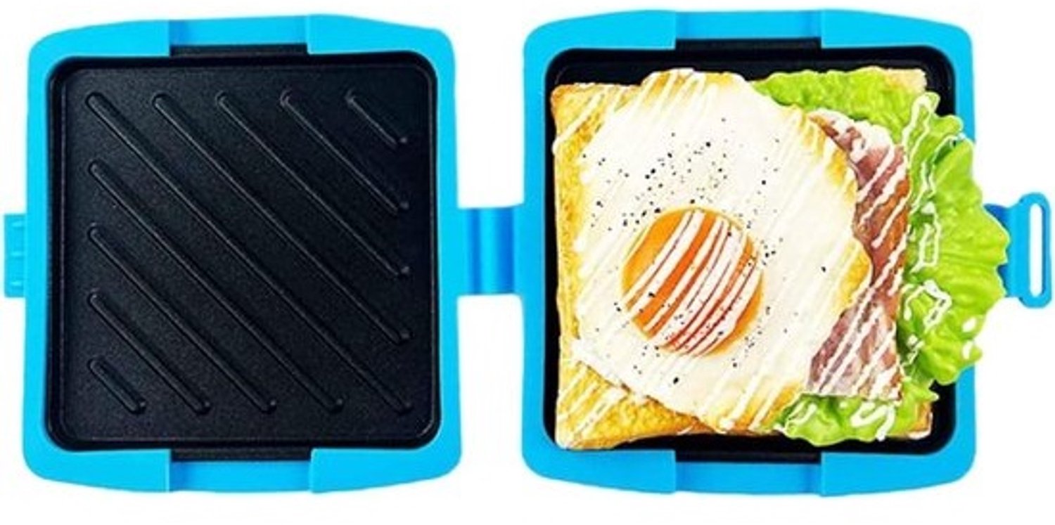 Magnetron Sandwichmaker - Panini Grill - Snelle Maaltijden - Vaatwasserbestendig - 17 cm breed - Blauw