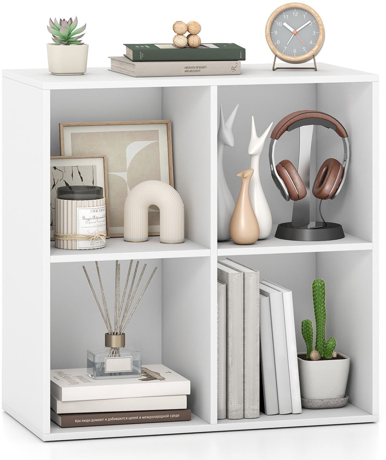 SureDeal® - Dressoir - Boekenkast Hout - Open Vakken Witte - Kantelbeveiligingsset Cube Rek - 60x29,8x59,5 cm - Wit