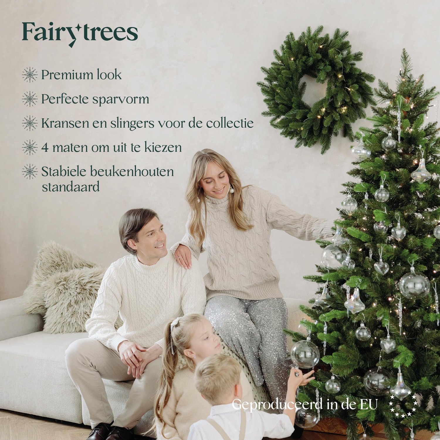 FairyTrees Kunstkerstboom Nordmann Premium 220 cm – Realistische Spuitgiet Naalden – Met Essenhouten Standaard – Gemaakt in de EU – foto 5