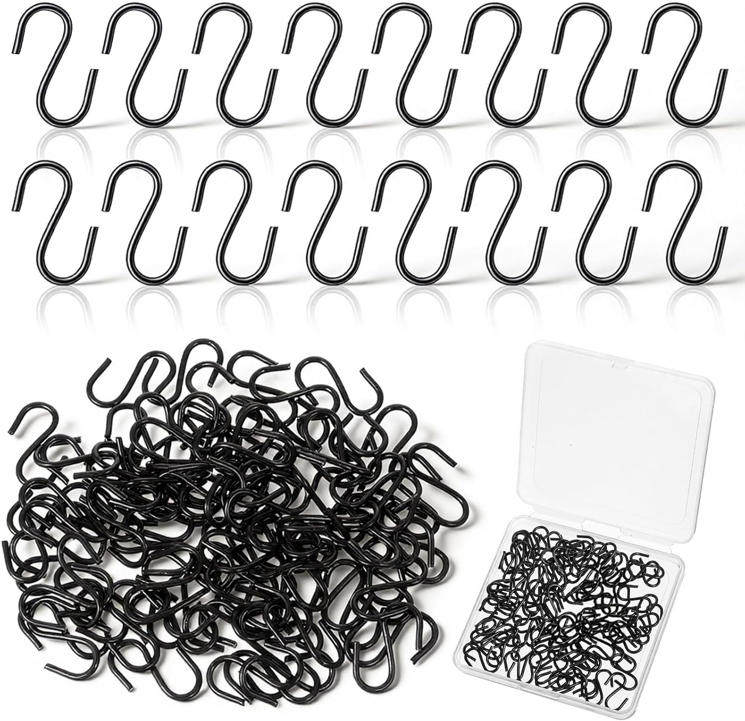 Mini S-haken 1,5cm - RVS zwart - Voor het ophangen van sieraden - Ideaal voor decoraties - ShopVlot