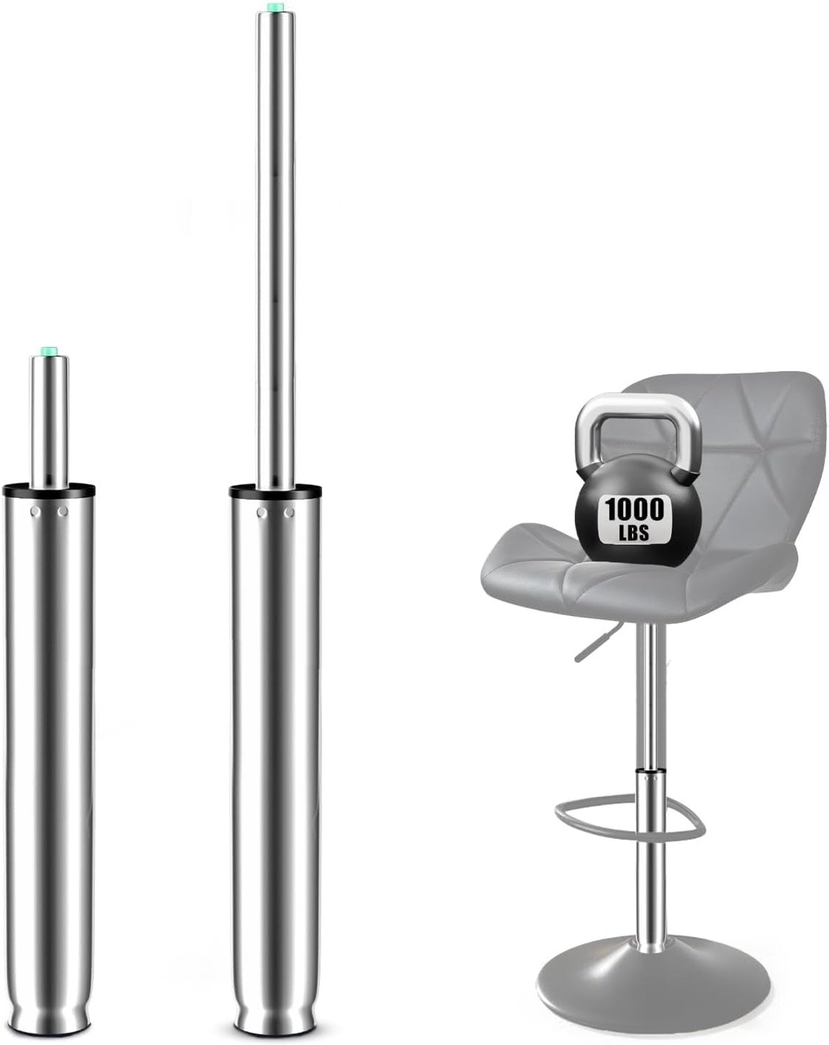 Gasveer extra lang 355 mm - 555 mm - zilver - tot 450 kg - hoogteverstelbaar - ShopVlot