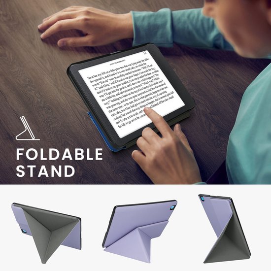 kwmobile e-reader hoesje geschikt voor Kobo Aura ONE hoes - Ereader flip case met standaard - E reader cover van kunstleer - In lavendel — afbeelding 2