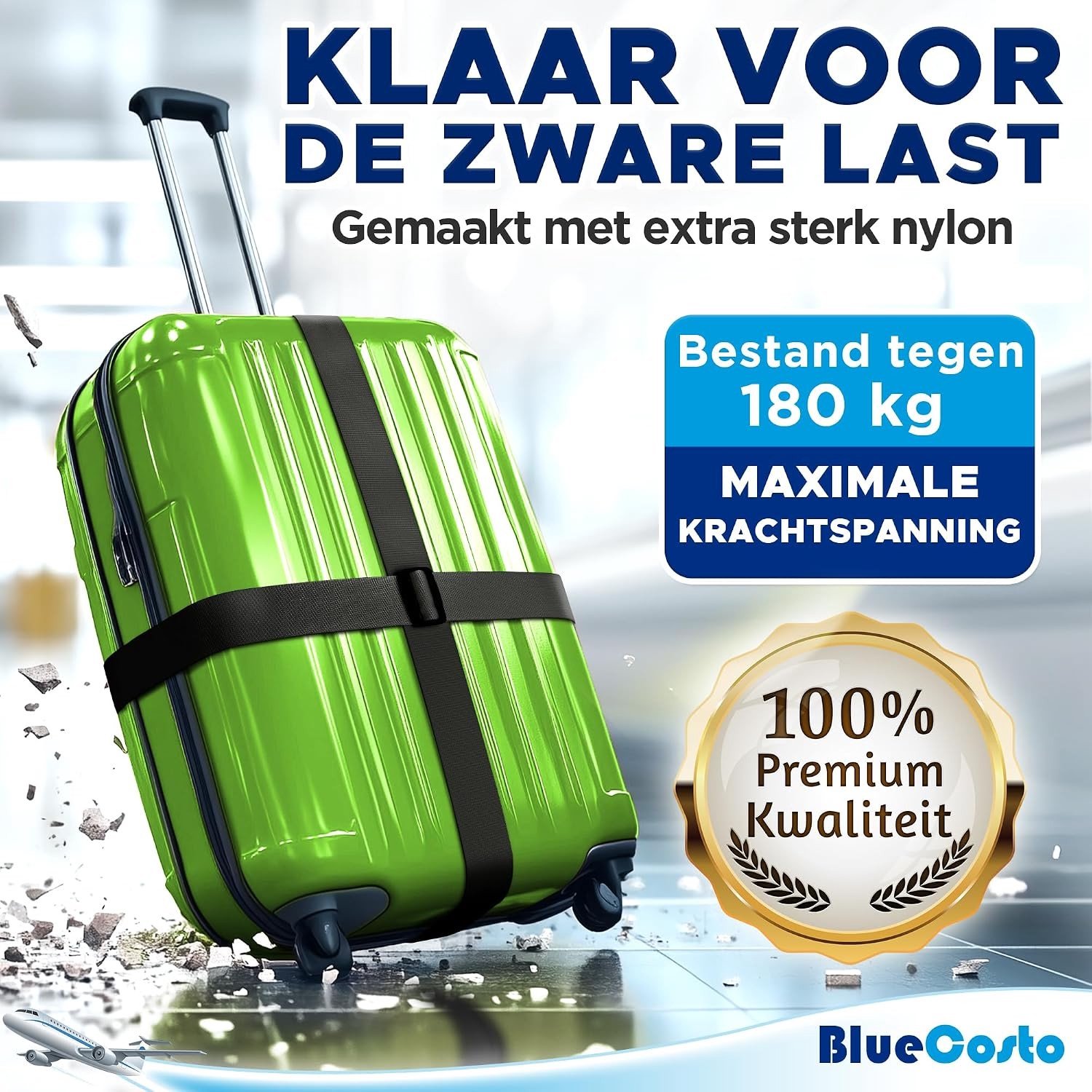 Bagagebanden - Zwart - 1-2 meter x 2 cm - Premium Nylon voor Bagagebeveiliging - Voor Reizigers