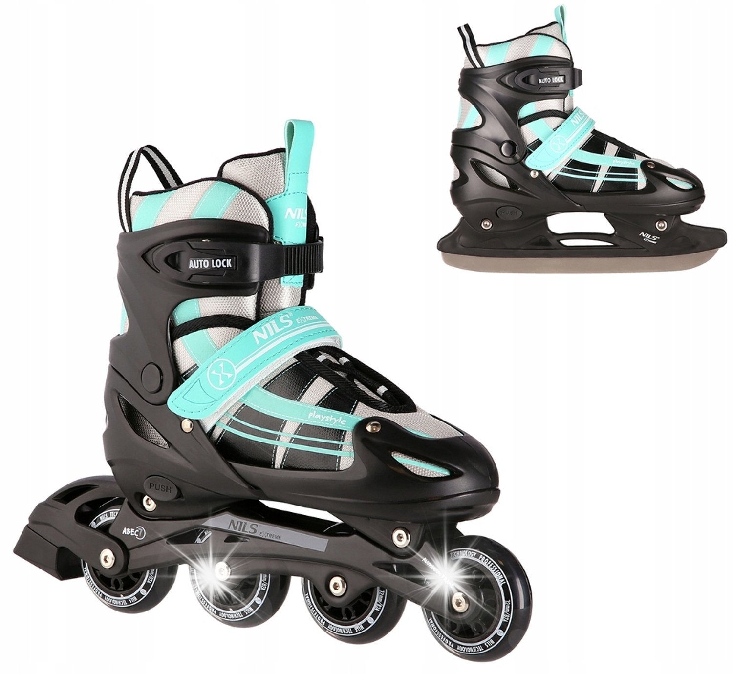 2-in-1 Schaatsen & Skeelers Verstelbaar Mintgroen