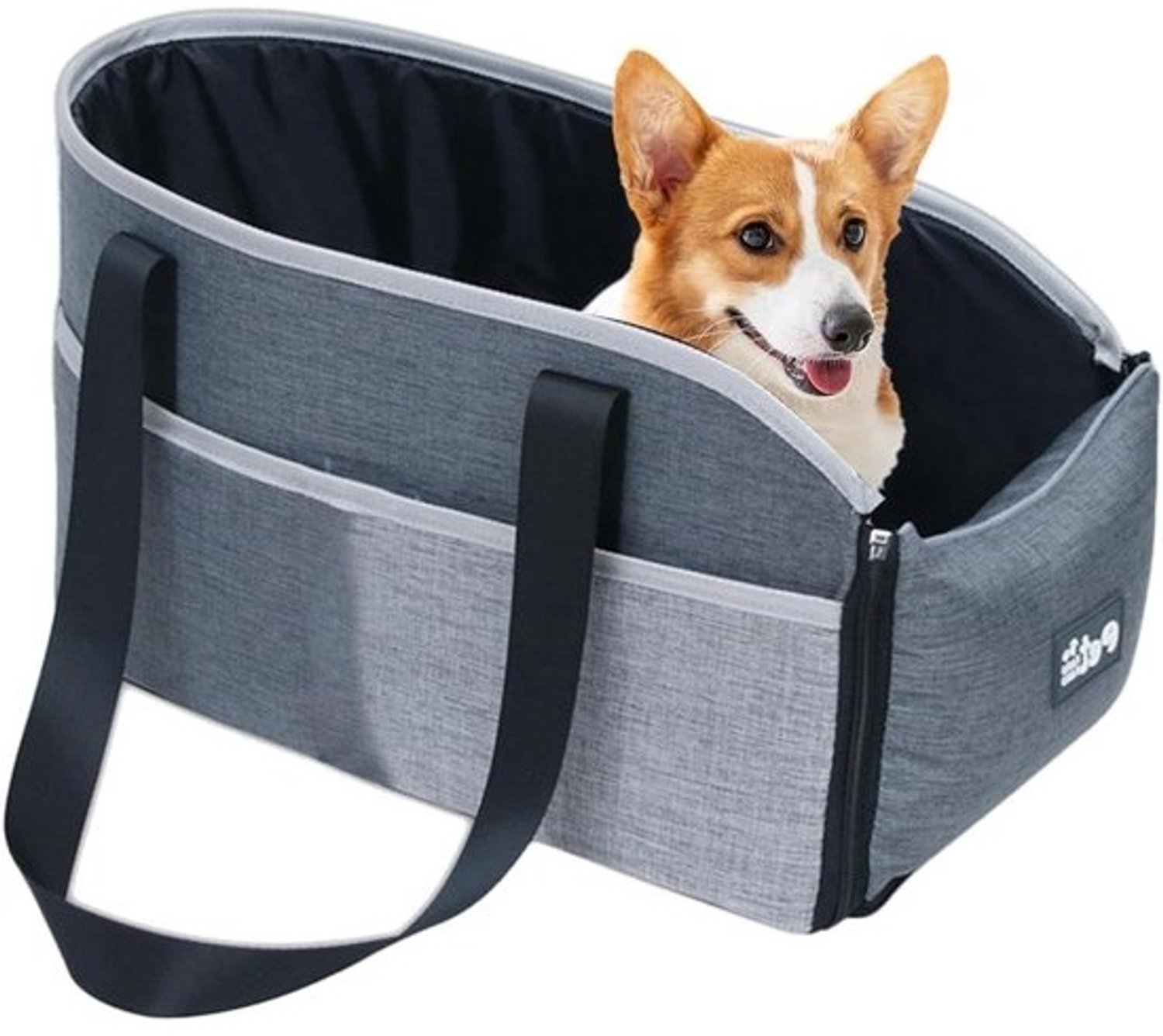 Hondenstoel Middenconsole - Reisstoel Kat - Veilig Reizen - Ademende Constructie - 46x25x23 cm - Grijs