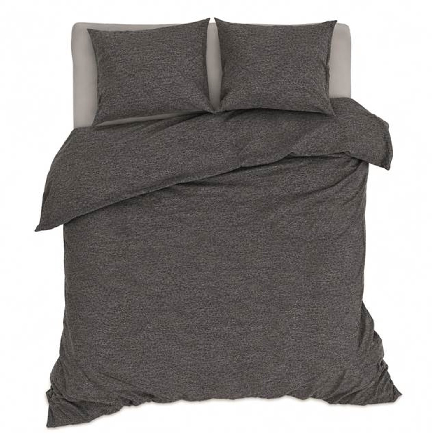 Romanette Melange Dekbedovertrek - Tweepersoons - 200x200/220 cm - Antraciet