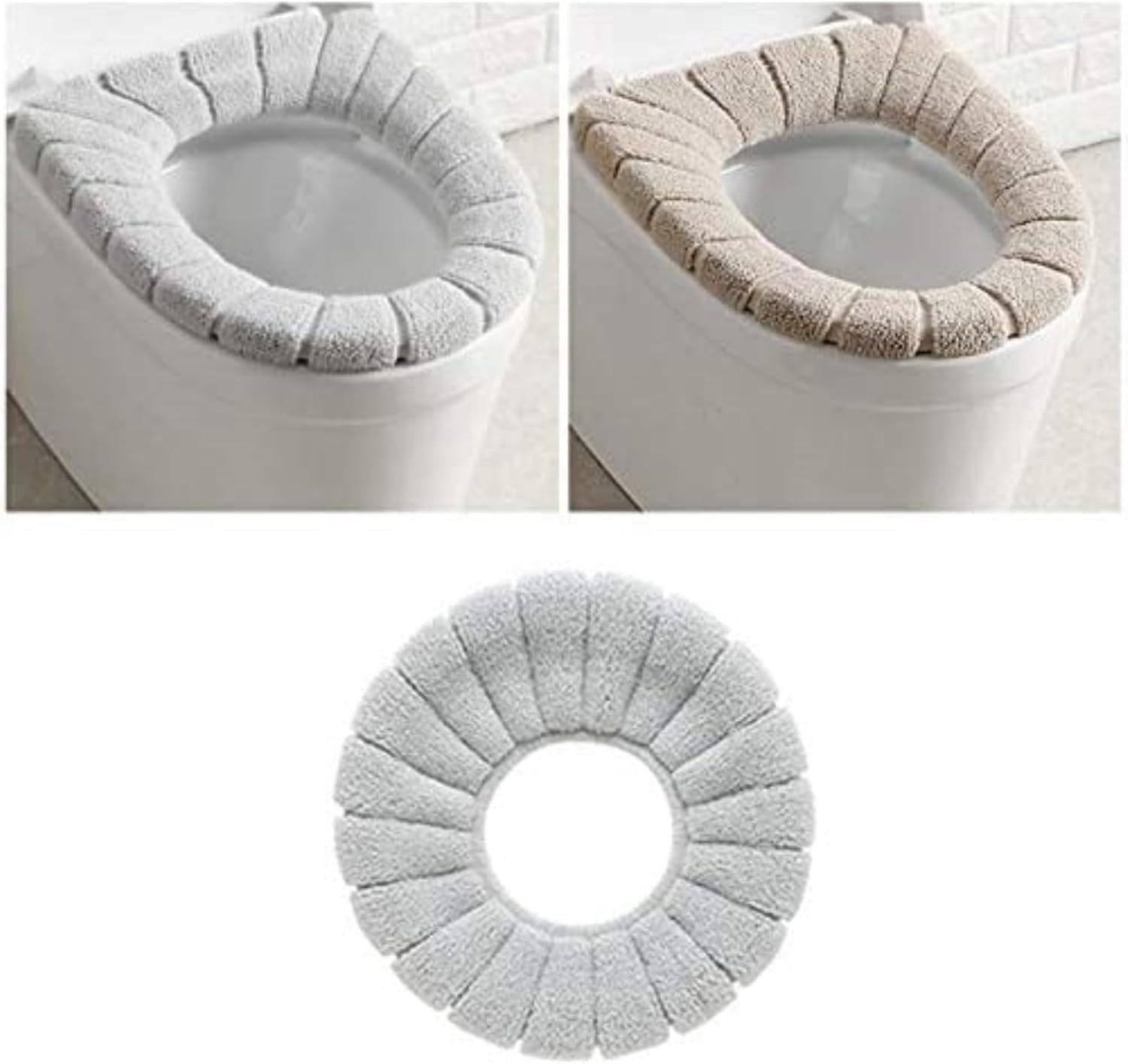 Toiletzitting Covers Set van 2 - Warm en Wasbaar - Geschikt voor Ovalen Toiletten - Vemera