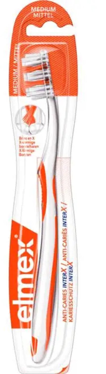 Elmex - Tandenborstel Anti-Cariës InterX Medium - 3 x 1 stuk - Voordeelverpakking