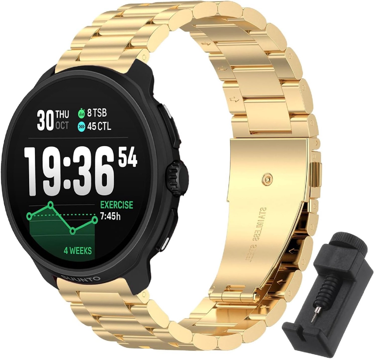 Vervangende horlogeband 22 mm - metalen armband - verstelbaar - geschikt voor SUUNTO Race 2 - Homevero