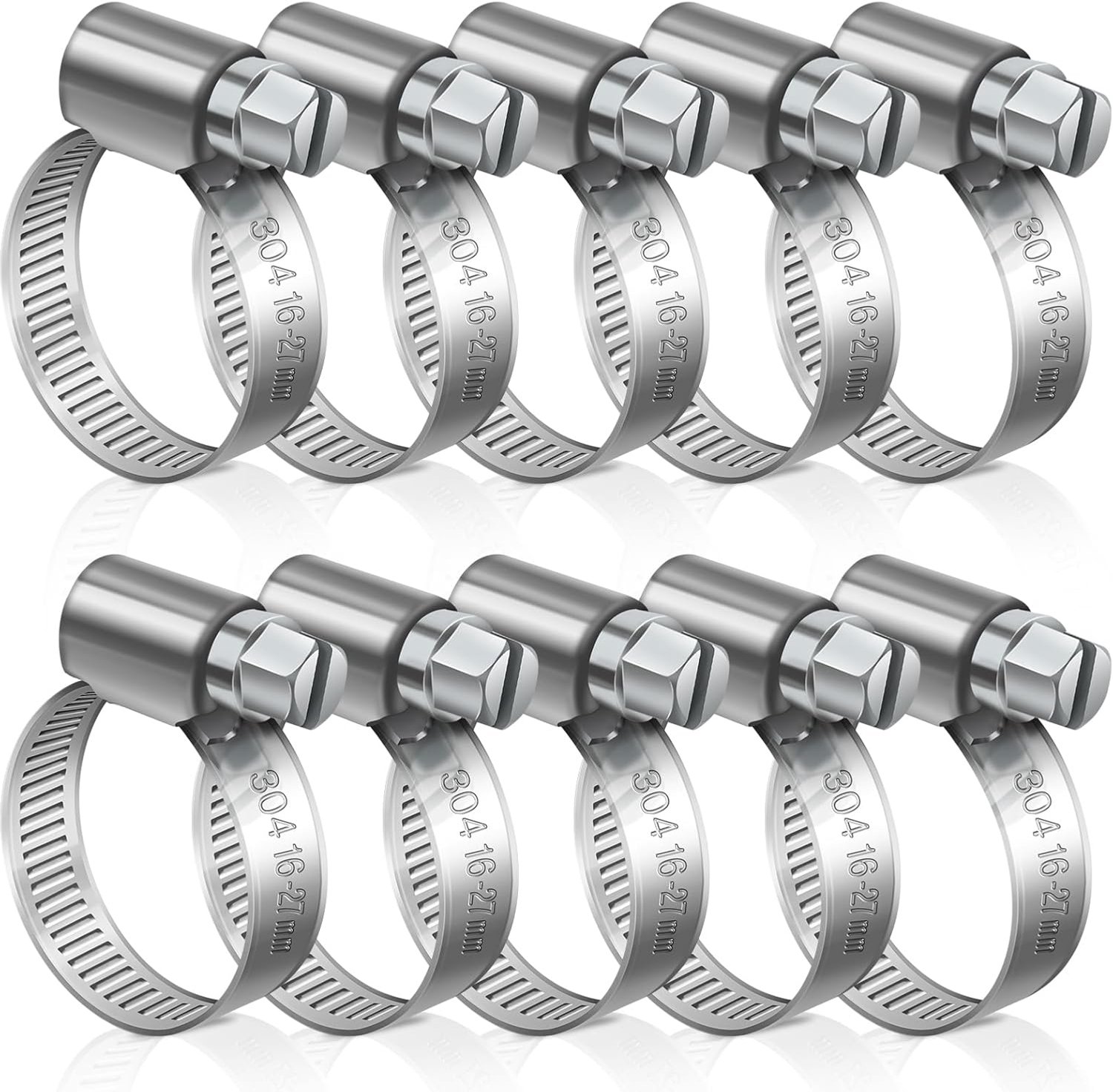 Slangenklemmen 16-27 mm - Roestvrij staal 304 - Verstelbaar - Voorkomt lekkages - ShopVlot