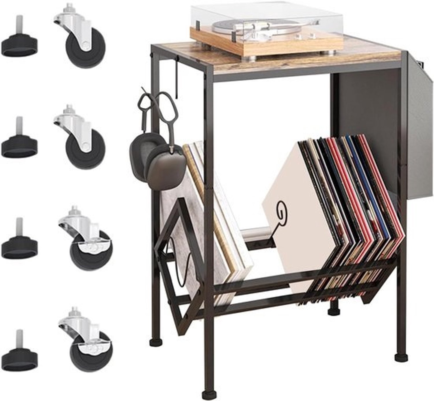 Platenorganizer - Platenspeler Tafel - Muziekalbums Tonen - Dubbele Laag - 33B x 10H cm - Zwart