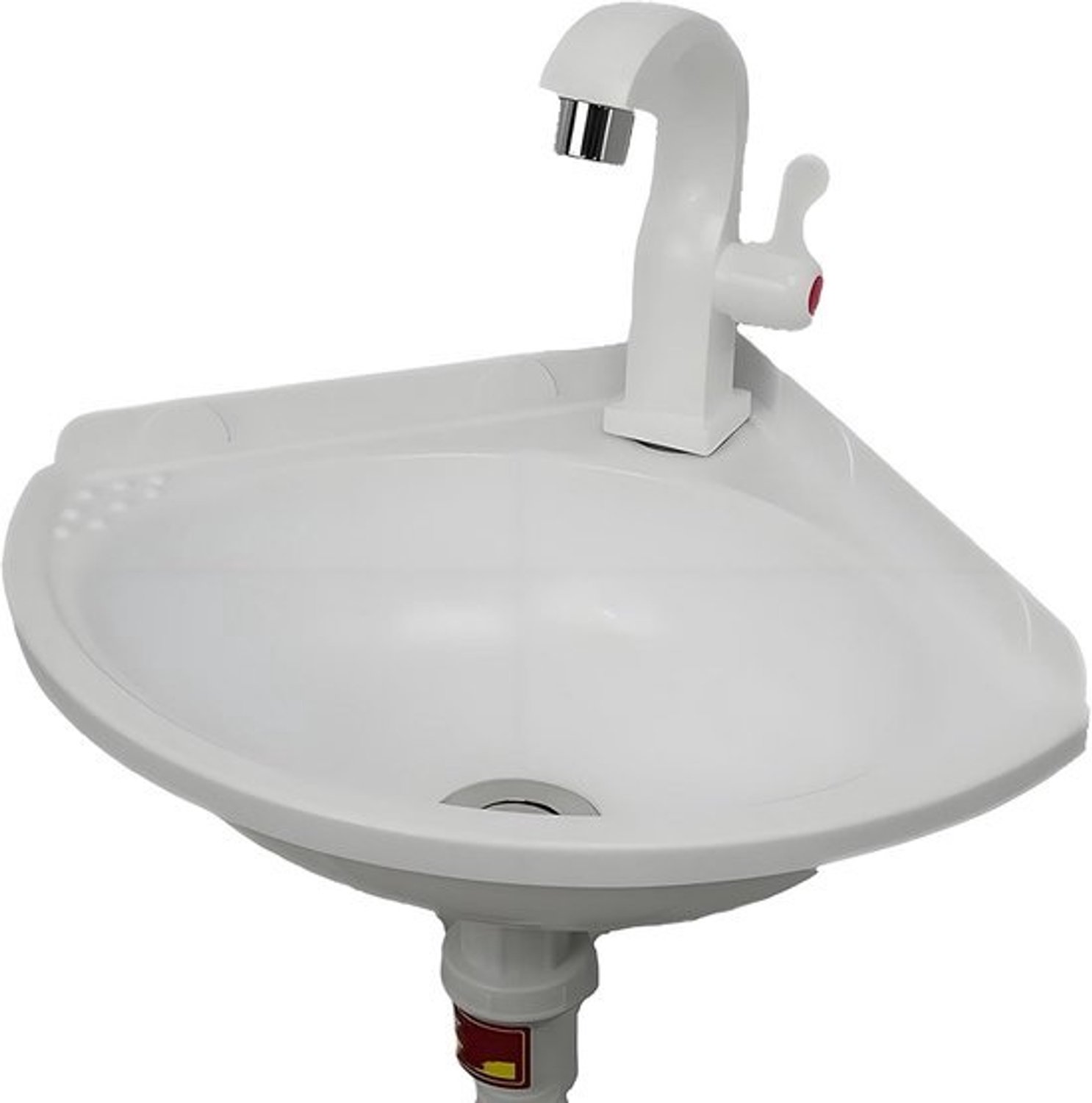 Compacte Hoekwastafel Wandmontage Kunststof Wastafel Zonder Boren - Ideaal voor Kleine Toiletten