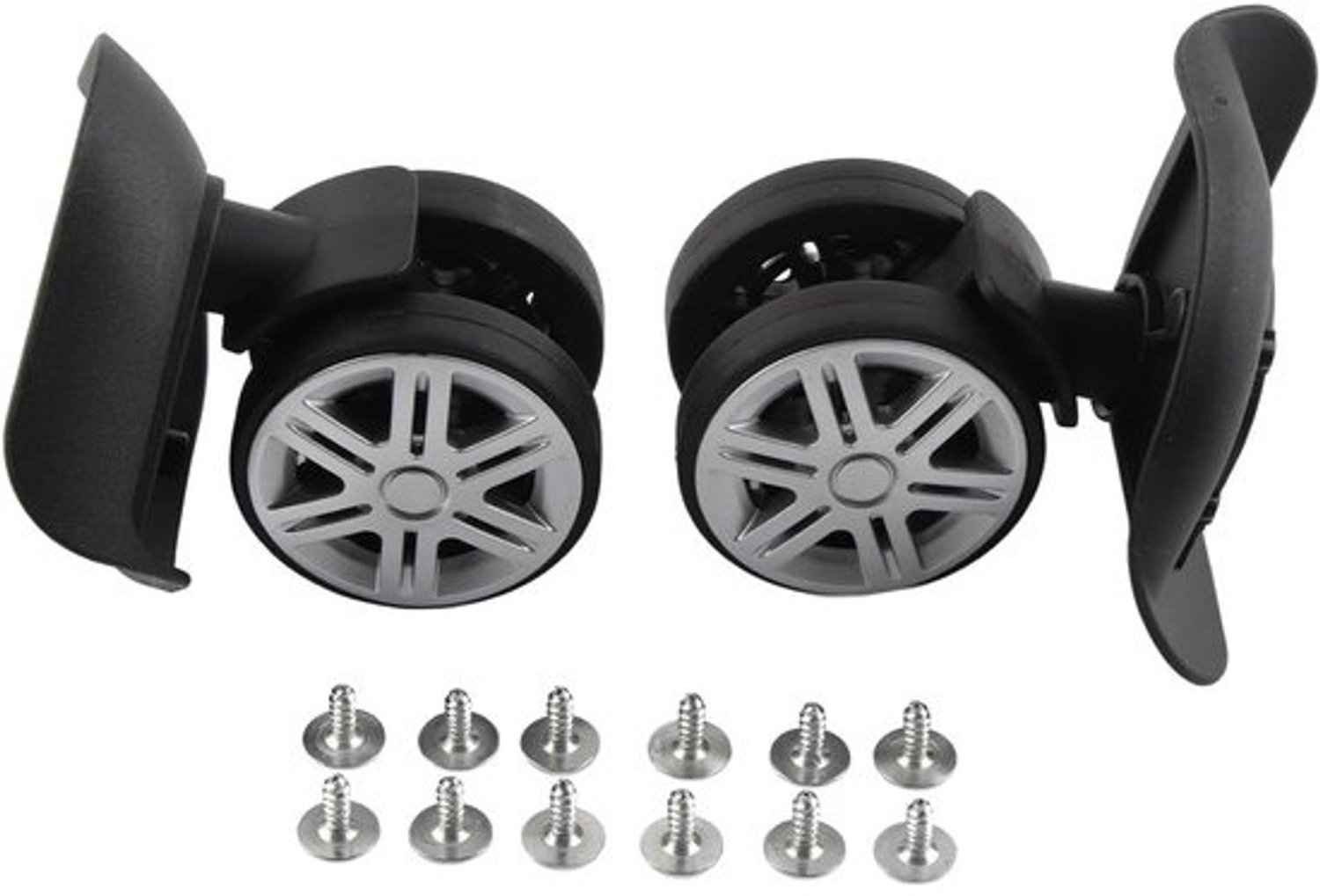 Bagagewielen Paar - Kofferwielen Vervanging - Reizen Reparatie - Draaibaar Zwenkwiel - 6cm Diameter - Zwart