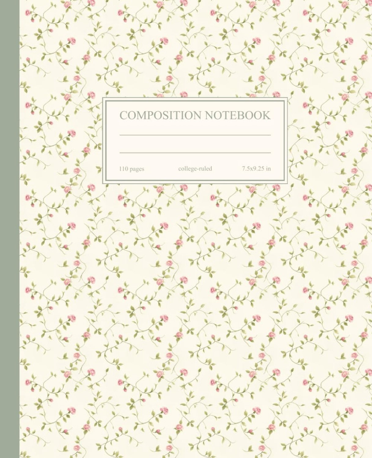Composition Notebook College Ruled: Vintage Pink Flowers Botanical Illustration - ShopVlot