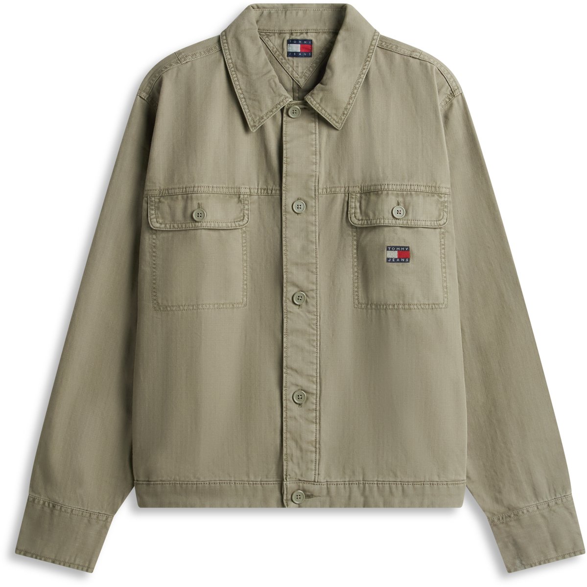 Tommy Jeans Overhemd Tjm Essential Overshirt Dm0dm23919 M04 Rocky Mountain Mannen Groen