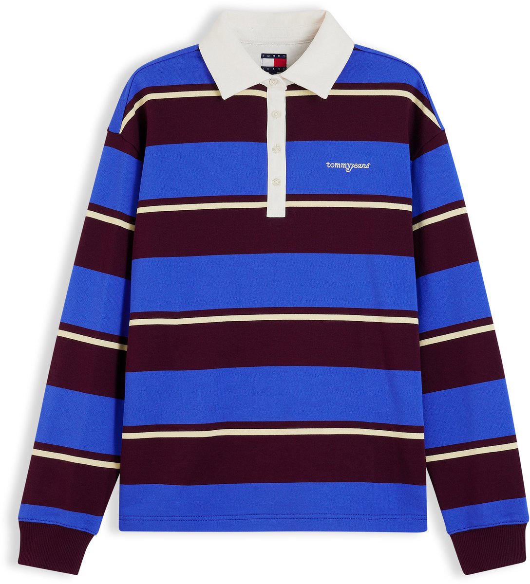 Tommy Jeans T-shirt Tjw Rlx Script Rugby Dw0dw23303 0ba Noble Blue/stripe Dames Maat - M