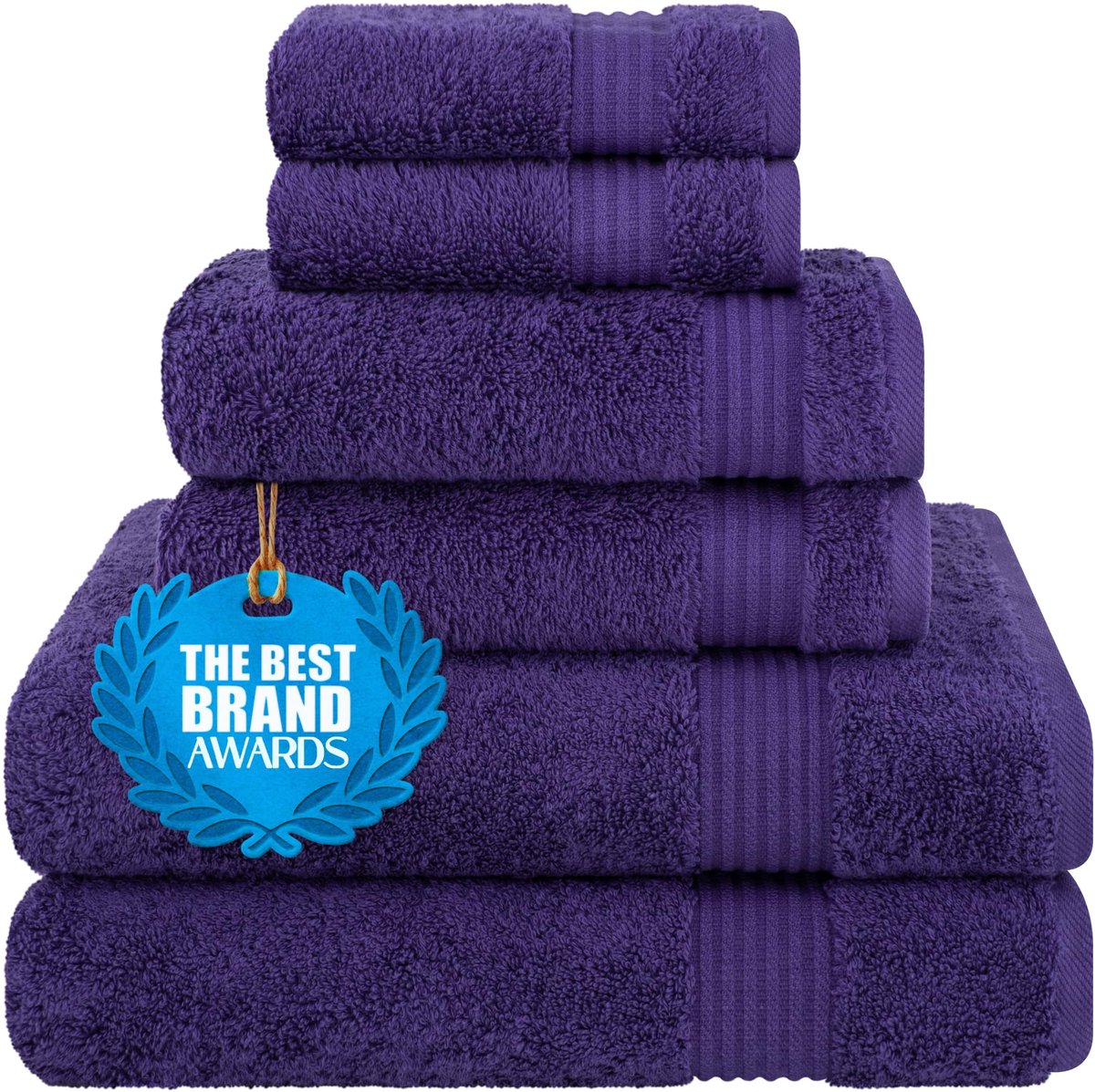 Handdoekenset 6-delig - 100% katoen - paarse kleur - zacht en absorberend - ShopVlot