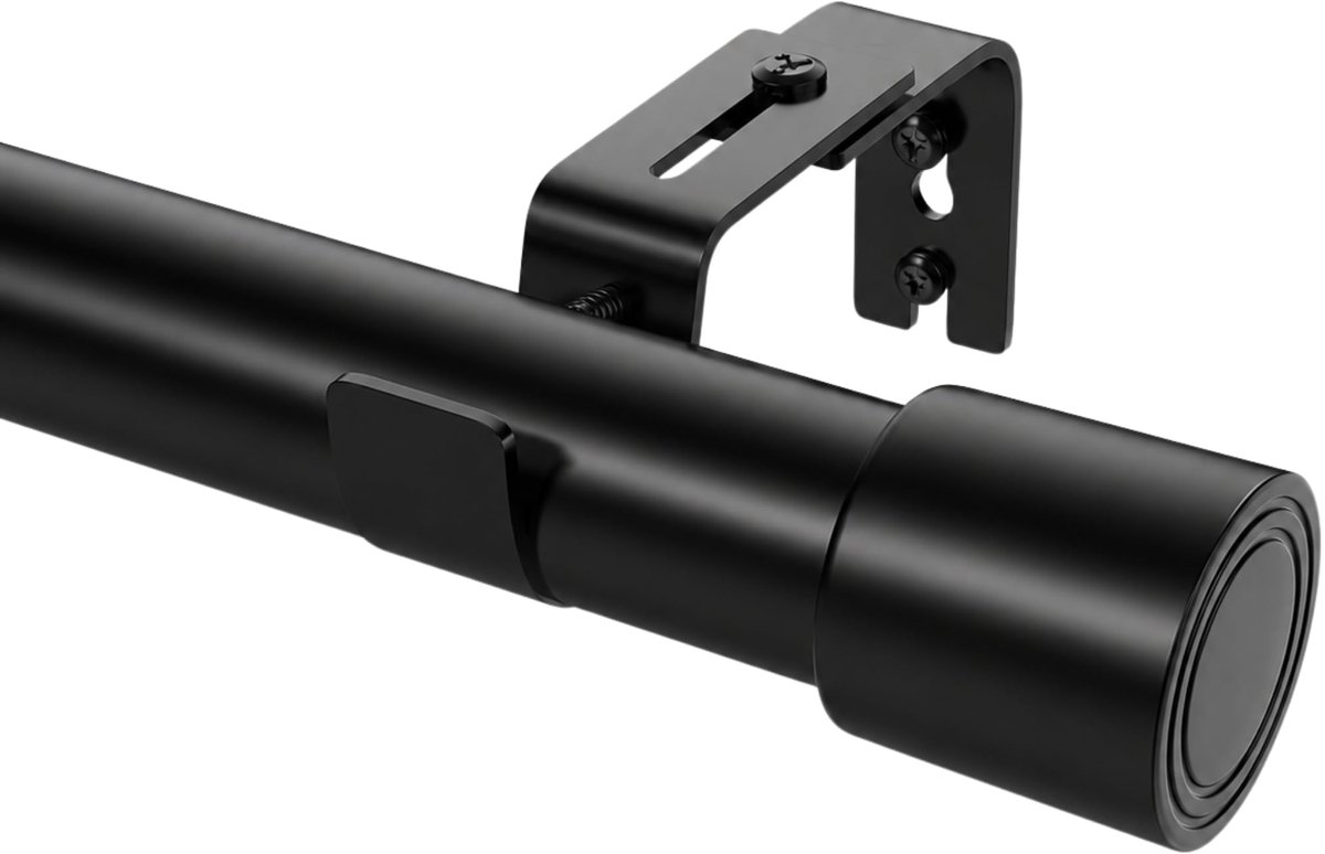 Gordijnroede Zwart Mat Verstelbaar 400 cm Lang voor Extra Brede Ramen, Magazijnen, Hallen, 185-435 cm - ShopVlot