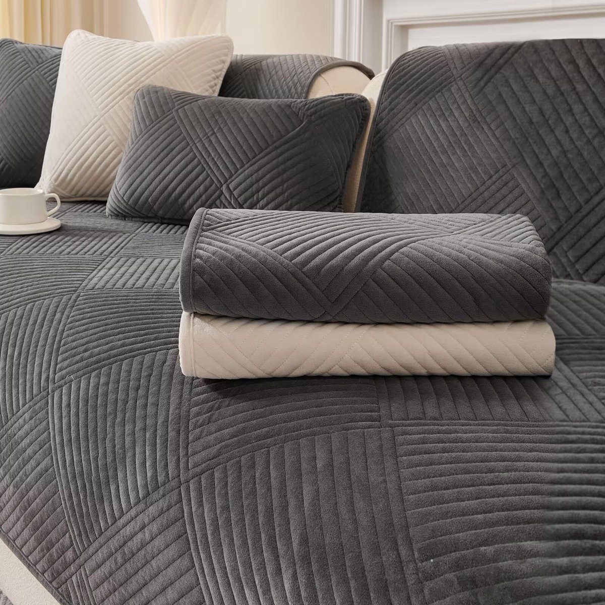 QHAIYYBF Samt bankovertrek hoekbank l-vorm sofabescherming couchbescherming sofa/couch spreien hoekbank 1 2 3 4 zits - ShopVlot