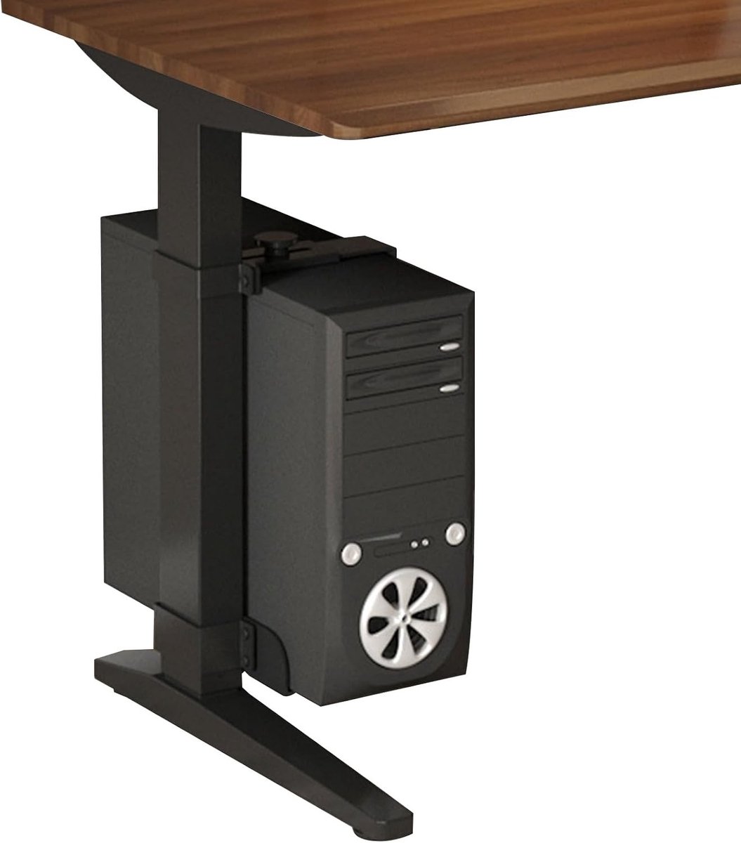 Onderbureau PC Houder Klem voor Staande Bureaus, Verstelbare Hoogte en Breedte, Tot 18kg Laadvermogen, Geschikt voor Tafelpoten van 65 x 45mm, Zwart
