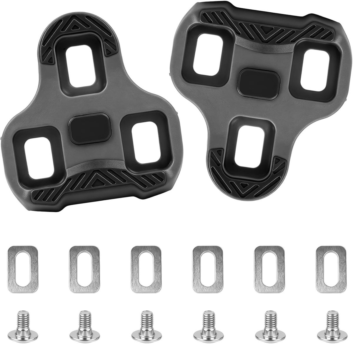 Fietspedalen met Cleats en Wiggen voor Racefiets - Antislip, 4,5 Graden, 3 Gaten Inclusief Schroeven en Metalen Platen, 2 Stuks