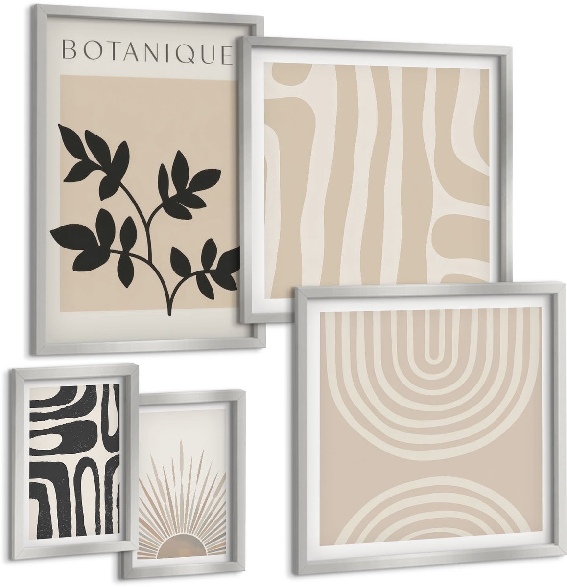 Coloray 5-Delige Schilderij Set - Strand Met Golven En Zeestenen In De Zomer - 20 x 30 cm - Wanddecoratie - Muurdecoratie - Moderne Interieurdecoratie - Decoratieve Schilderijen