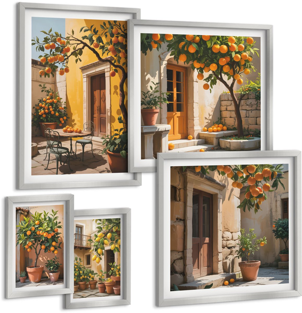 Coloray 5-Delige Schilderij Set - Bos In De Mist: Portret Met Bomen En Een Tere Paardenbloem. - 20 x 30 cm - Decoratieve Muurdecoratie - Slaapkamer - Wanddecoratie